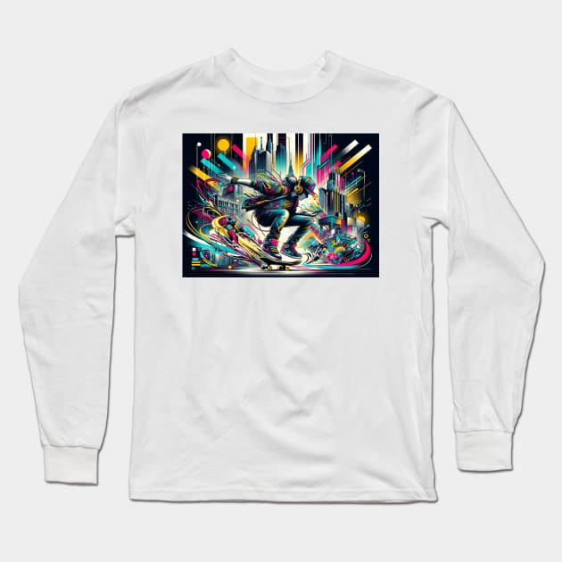 Urban Dreamscape: A Symphony of Street Art and Cosmic Visions Long Sleeve T-Shirt by heartyARTworks